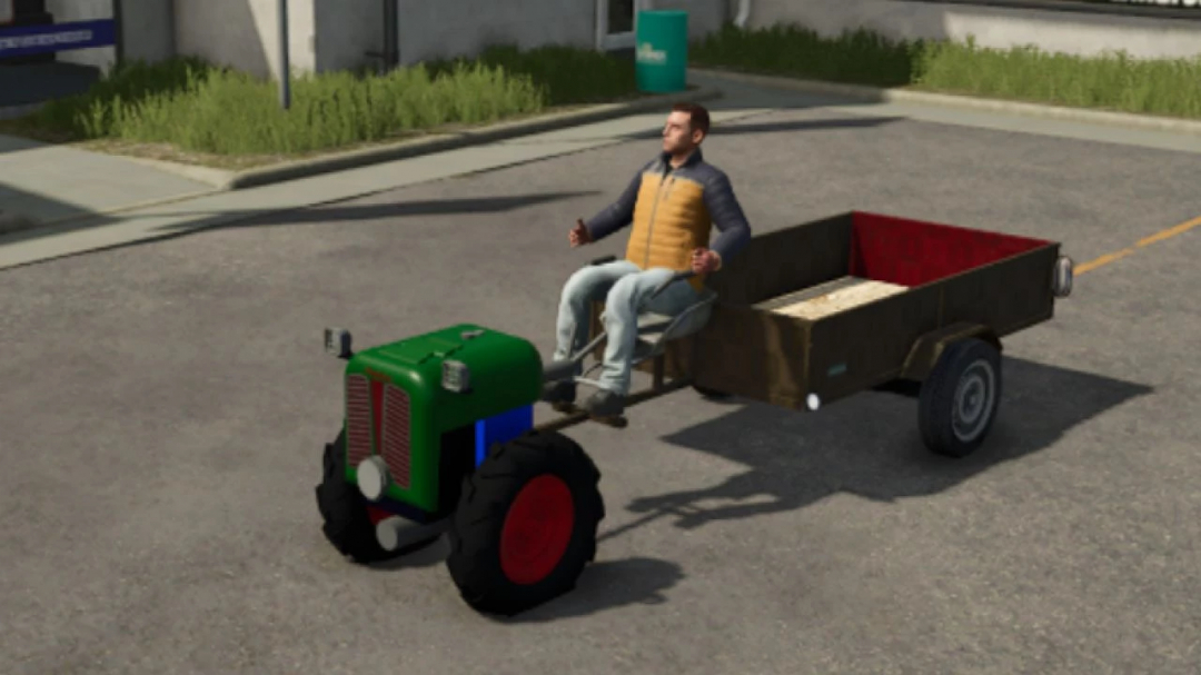 Rapid Special mod in Farming Simulator 25, featuring a green tractor with a trailer. FS25 mods add diverse farm machinery.