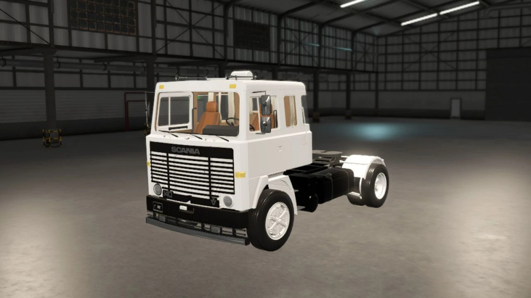 Scania LK 140 Series truck mod for FS25 in garage setting.