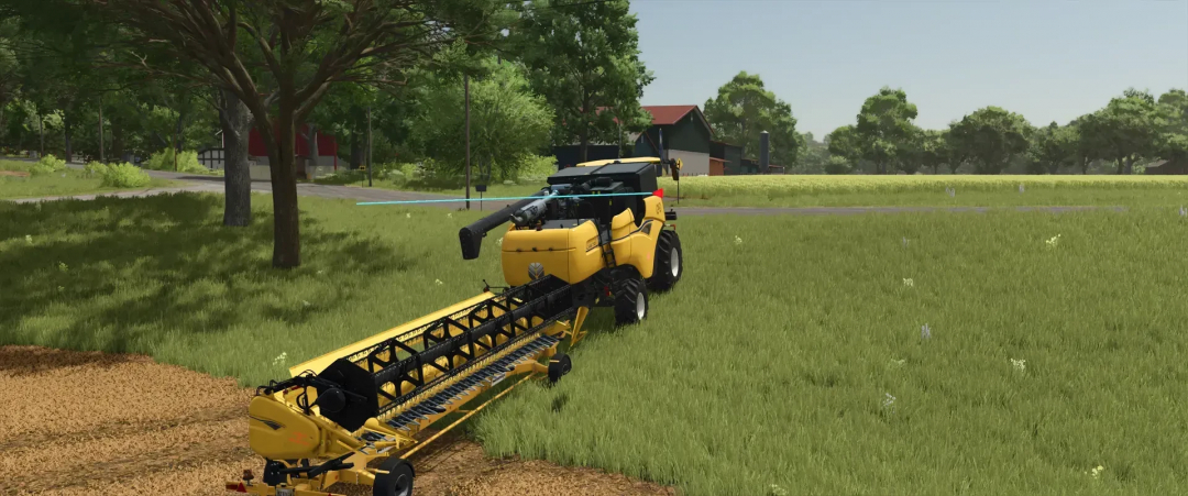 FS25 mod Varifeed 28ft in Claas & New Holland version on a field.