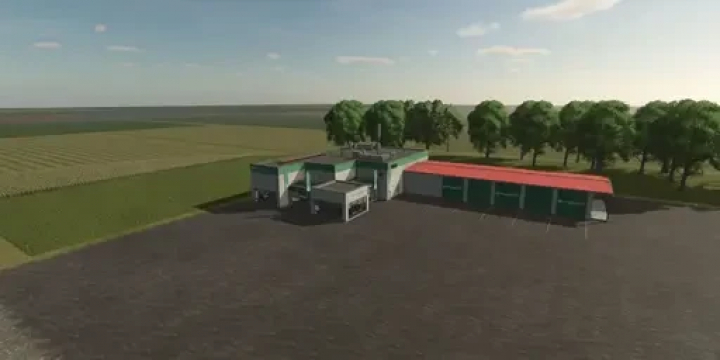 fs25-mods,  Aerial view of a farm building on the US Flatlands Map in FS25 mod Autodrive Course v1.0.0.0.