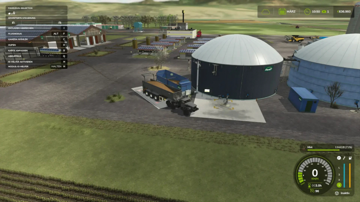 fs25-mods,  FS25 mod BGA with bottom filling v1.0.0.0 showing a truck unloading at a large biogas facility on a farm.