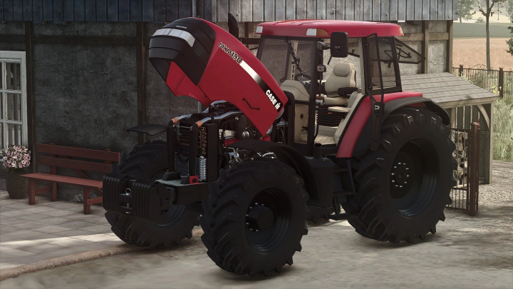 fs25-mods, Case IH MXM 190 tractor mod for Farming Simulator 25, showcasing realistic details and open hood.