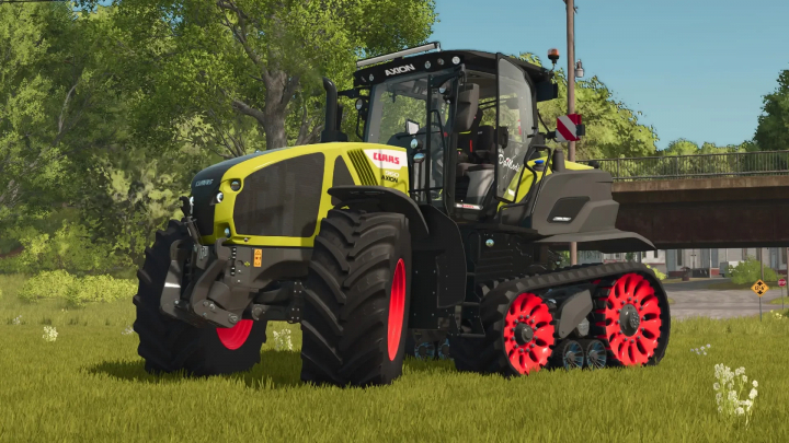 fs25-mods,  Claas Axion 900 TT Special tractor mod in FS25, showcasing detailed design and track system.