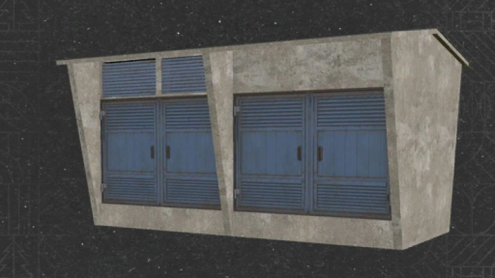 fs25-mods,  FS25 mod Electrical Substation Building v1.0.0.0 with blue shutter doors for Farming Simulator 25.