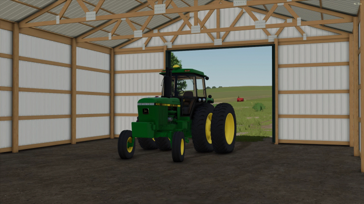 fs25-mods,  FS25 40x70 Shed mod with parked tractor inside, showcasing Farming Simulator 25 mods.