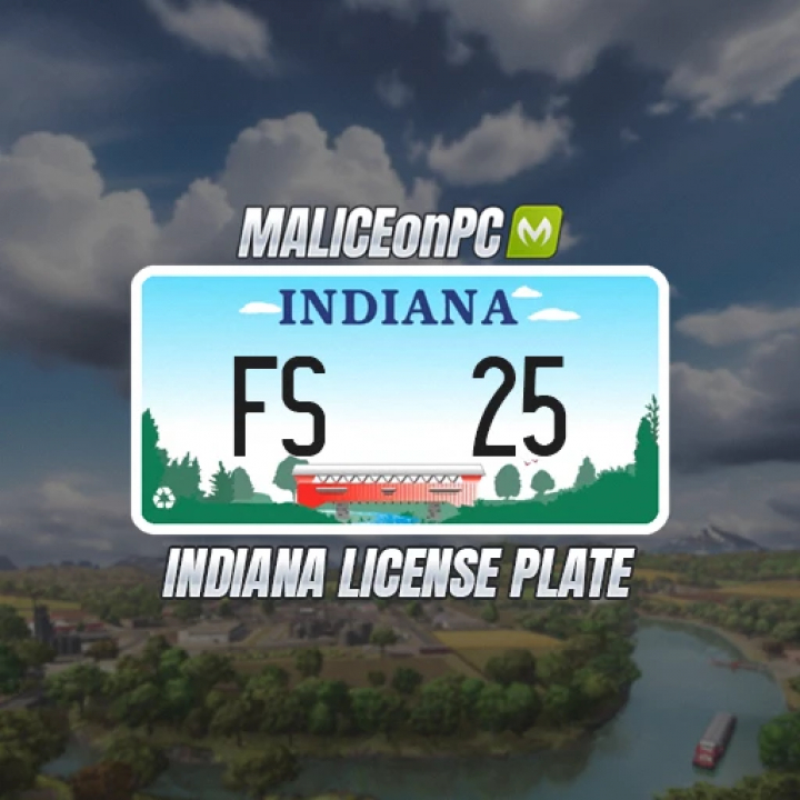 fs25-mods,  FS25 Indiana License Plate mod for Farming Simulator 25 featuring the Indiana state design.