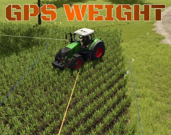 fs25-mods,  Tractor using GPS WEIGHT mod in FS25 field for precise farming.