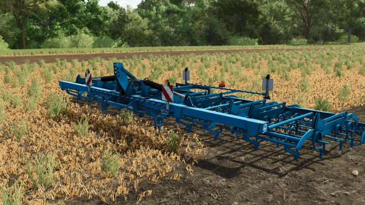 fs25-mods,  FS25 mod Lemken Korund 750 v1.0.0.0 cultivator in a field, enhancing gameplay in Farming Simulator 25.