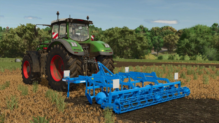 fs25-mods,  FS25 mod Lemken SMARAGD 9/400 v1.0.0.0 shown in a field with a green tractor.