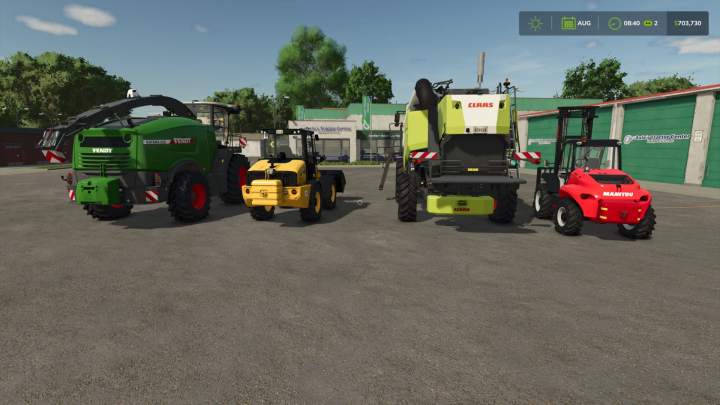 fs25-mods,  FS25 mods showcase featuring various farming vehicles including Fendt, Claas, and Manitou models.