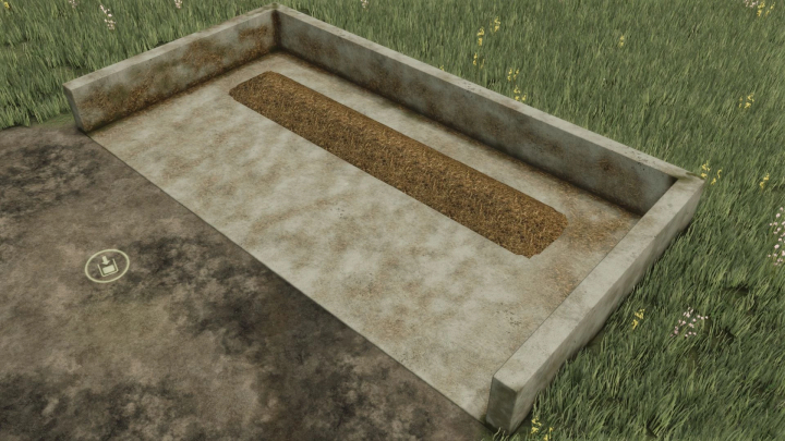 fs25-mods,  FS25 Manure Storage mod v1.0.0.0 featuring a fenced concrete pit for storing manure, surrounded by grass.