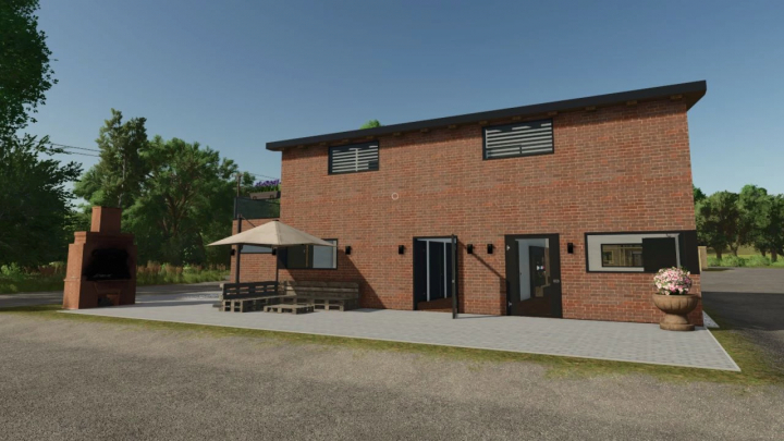 fs25-mods,  FS25 mod Single family home v1.0.0.0 with a brick exterior, patio, and barbecue area.