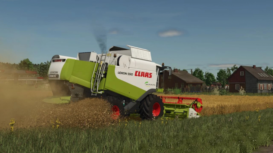 CLAAS Lexion 550 harvester in FS25 mod working in a field