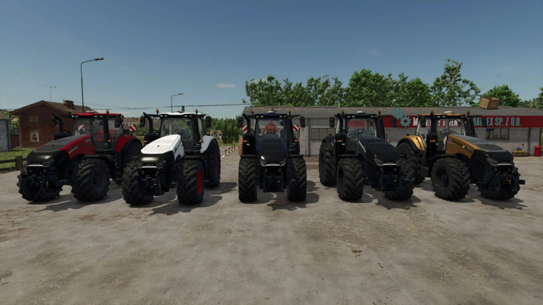 FS25 mods: Lineup of Case IH Magnum Black Knight tractors in different colors. Farming Simulator 25 mod.