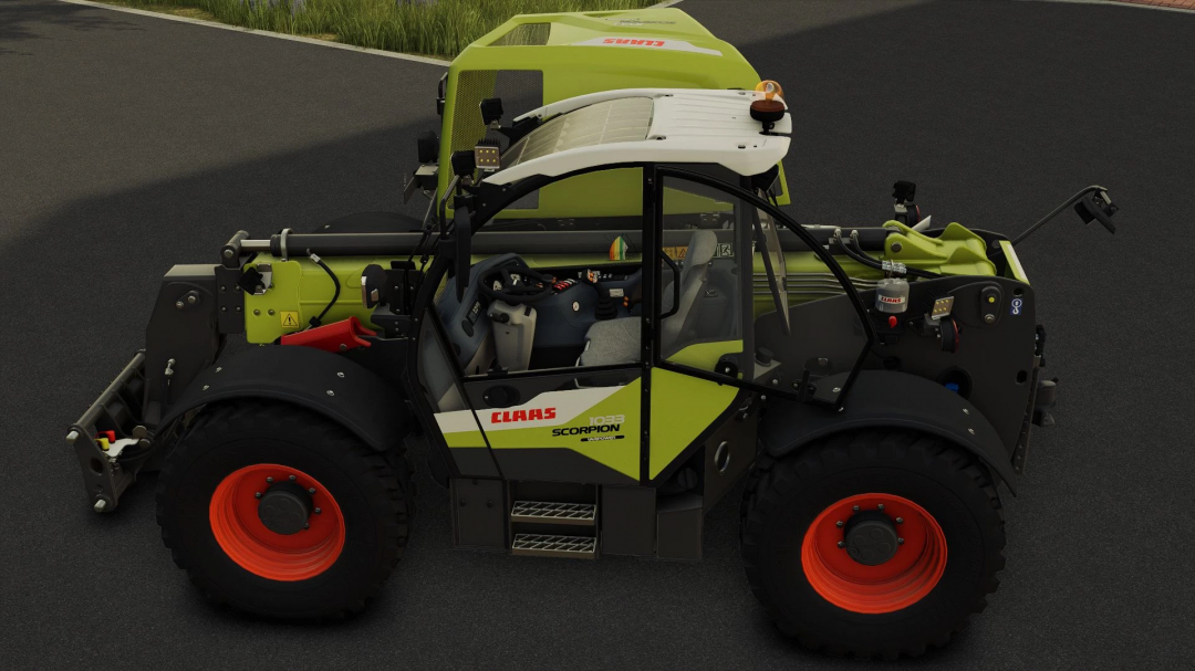 Side view of Claas Scorpion 1033 v1.0.0.0 mod in Farming Simulator 25, showcasing the detailed machinery design.