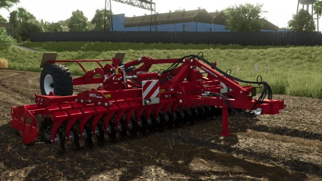 FS25 mod Horsch Joker 6 rt v1.1.0.0, a red farming implement on a dirt field in Farming Simulator 25.