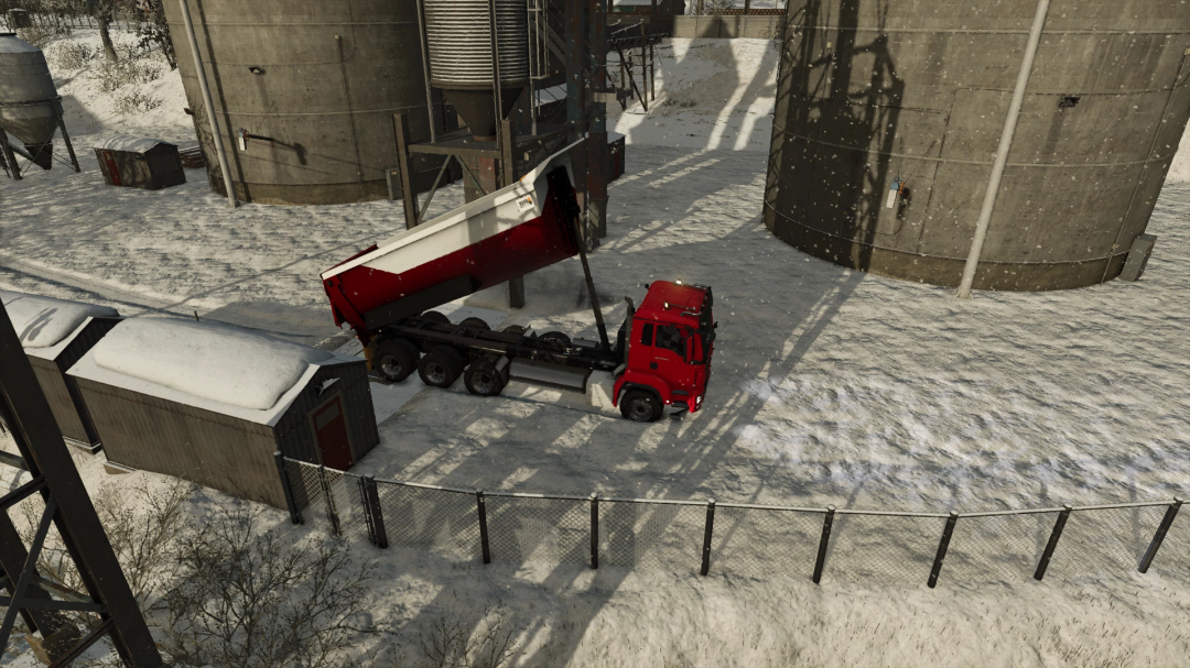 FS25 Man Dumper mod in snowy landscape, Farming Simulator 25