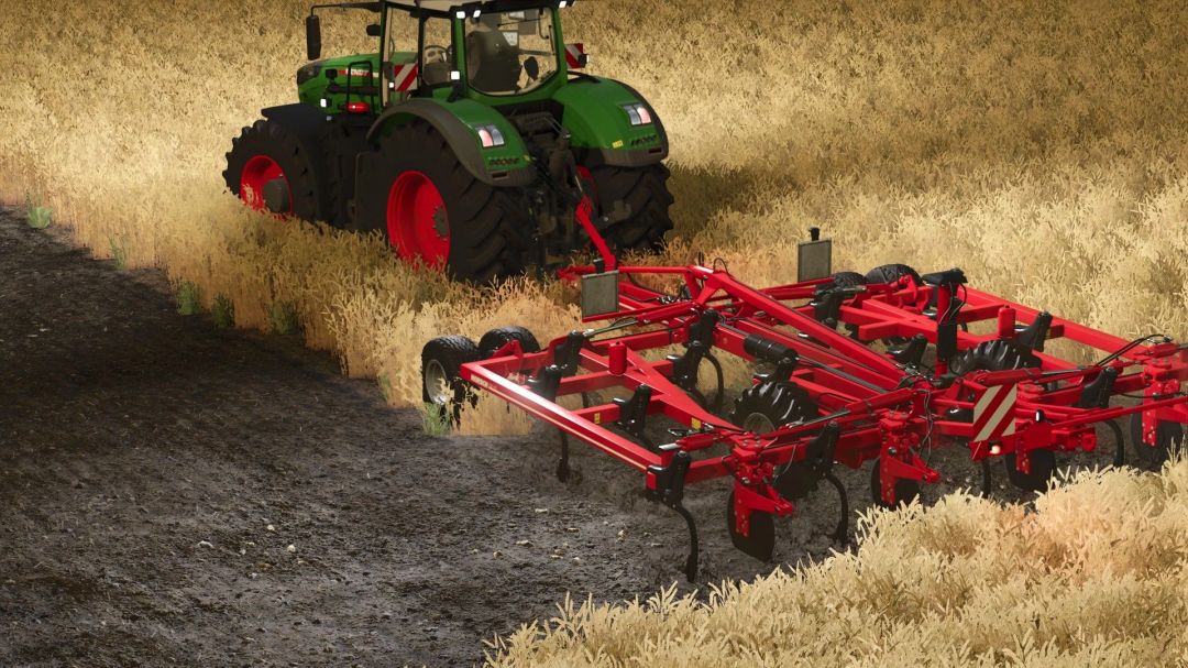 FS25 Horsch Tiger 6DT mod plowing a field, enhancing gameplay realism. Farming Simulator 25 mods.