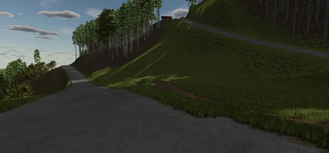 Hilly road and forested landscape in Kaprun v2.1.2.0 mod for FS25.