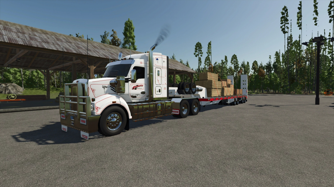 Kenworth T610 SAR truck mod in FS25 with cargo trailer.