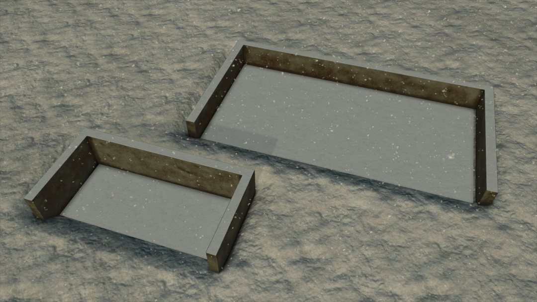 FS25 mods: Manure Storage v1.0.0.0 showing concrete structures on a textured ground.