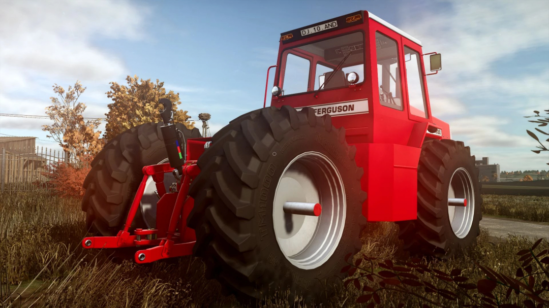 Massey Ferguson 4000 Series tractor mod in FS25, showcasing red design and large rear tires.