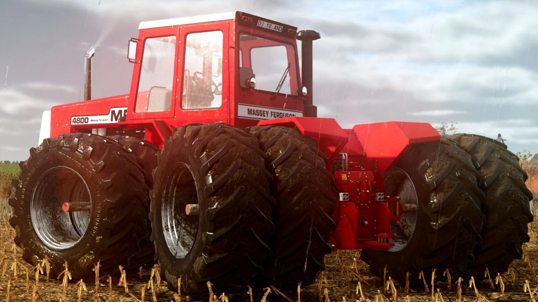 Massey Ferguson 4800 tractor mod in Farming Simulator 25, showcasing robust design and dual rear tires.