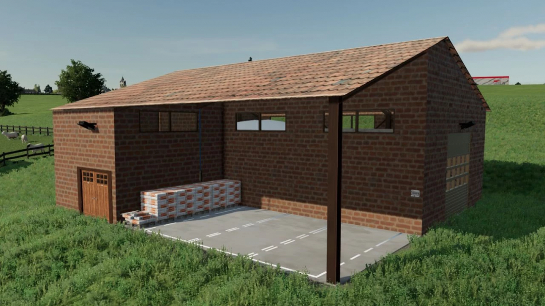 FS25 mod: Brick salt storage building for road maintenance in Farming Simulator 25.