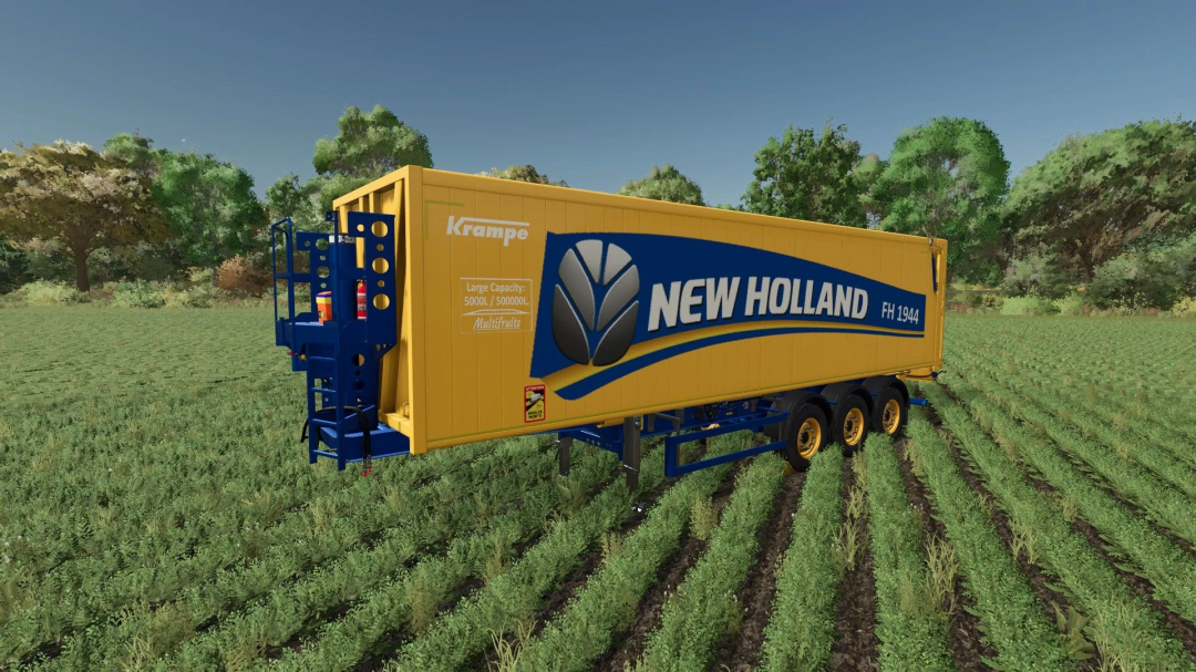 FS25 mod Sks 30/150 New Holland v1.0.0.0 trailer in a field.