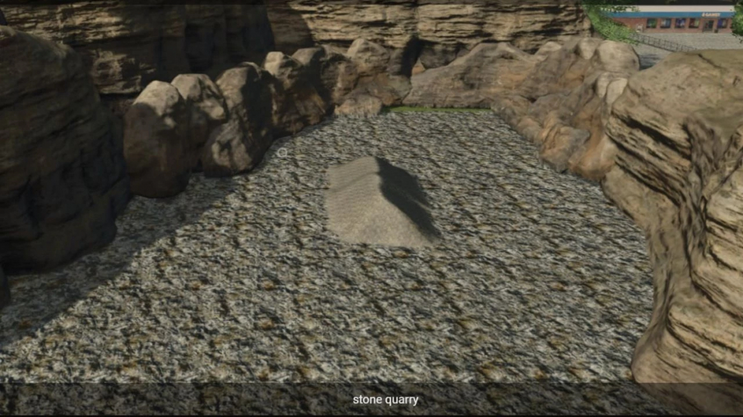 Stone quarry in FS25 mod showcasing realistic rock formations.