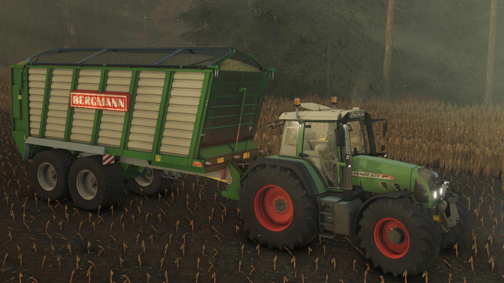 fs25-mods,  FS25 mod Bergmann HTW40 v1.0.0.0 in a field with a Fendt tractor in Farming Simulator 25.