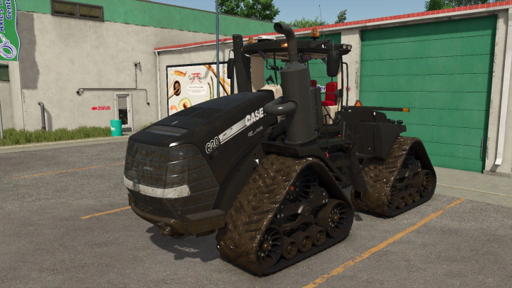 fs25-mods,  Case IH Quadtrac 2013 mod in FS25, parked outside a building.