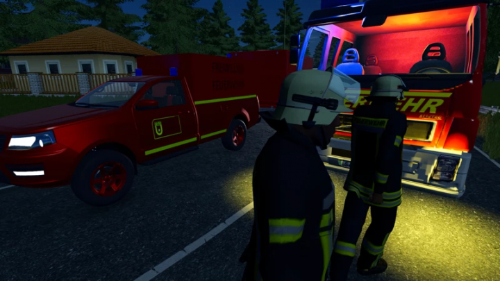 fs25-mods, Fire command vehicle mod in FS25 with firefighters. Farming Simulator 25 mods.