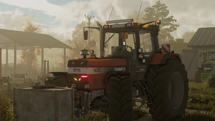 fs25-mods,  FS25 mods: CaseIH 1455XL Edit parked on a farm in Farming Simulator 25.