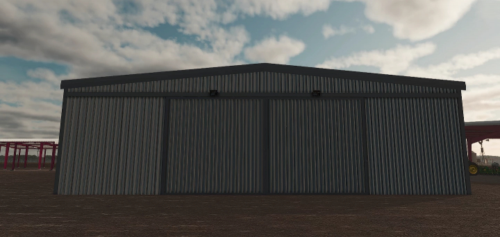 fs25-mods, Metal storage building in FS25 Field Rows Shop mod for Farming Simulator 25.