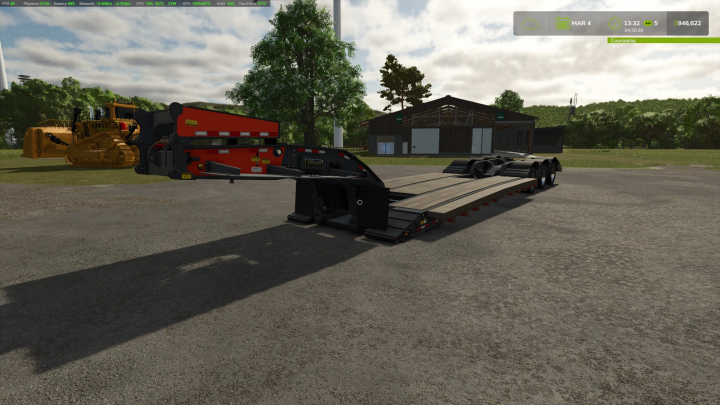 fs25-mods, FS25 H550 Beavertail v1.0.0.0 trailer mod in Farming Simulator 25, displayed in a farm setting.