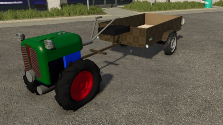 fs25-mods,  FS25 mod Rapid Special v1.1.1.1 showcasing a small tractor with trailer on pavement.