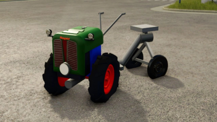 fs25-mods,  FS25 mod Rapid Special v2.1.0.0 showing a vintage green tilling tractor with red wheels.