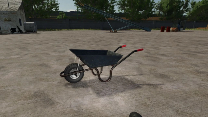 fs25-mods,  FS25 mod Talicska Wheel Barrow v1.0.0.1 in a farm setting.