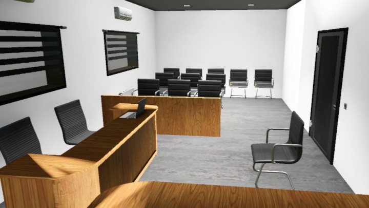 fs25-mods,  FS25 mod Town Hall v1.0.0.0 interior with conference room setup and chairs.