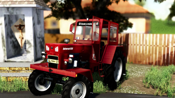 fs22-mods,  FS22 mods: UTB650 CAV tractor mod in Farming Simulator 22, featuring a red tractor parked near a building.