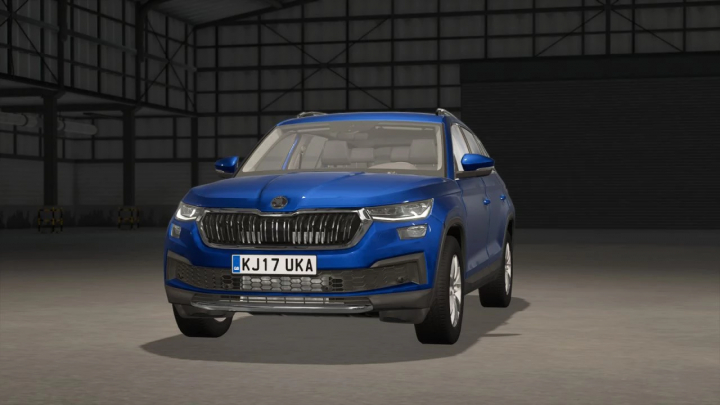 fs25-mods,  FS25 mod: Blue SUV with UK license plate in warehouse, United Kingdom License Plates v1.0.0.0.