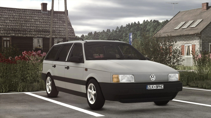 fs25-mods,  Volkswagen Passat B3 mod in FS25, parked in a rural setting.