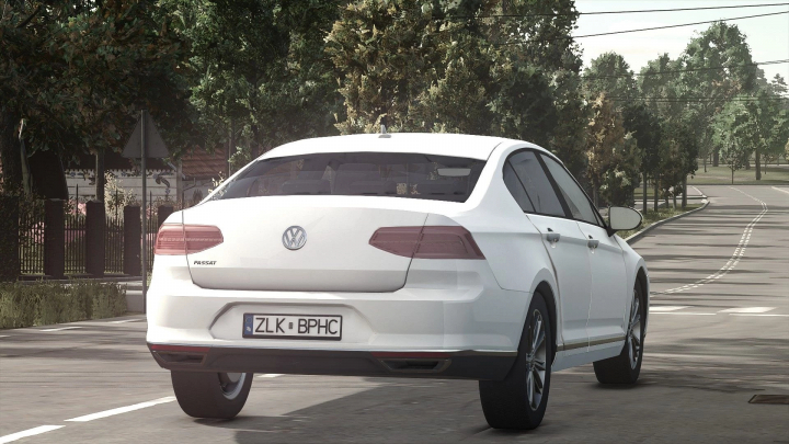 fs25-mods,  FS25 mod features a white Volkswagen Passat on a scenic road.