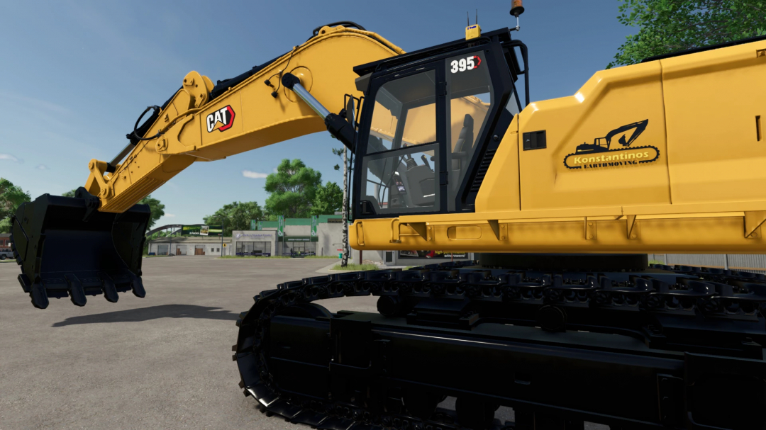 CAT 395 NG Excavator mod in FS25 showcasing its design and capabilities.