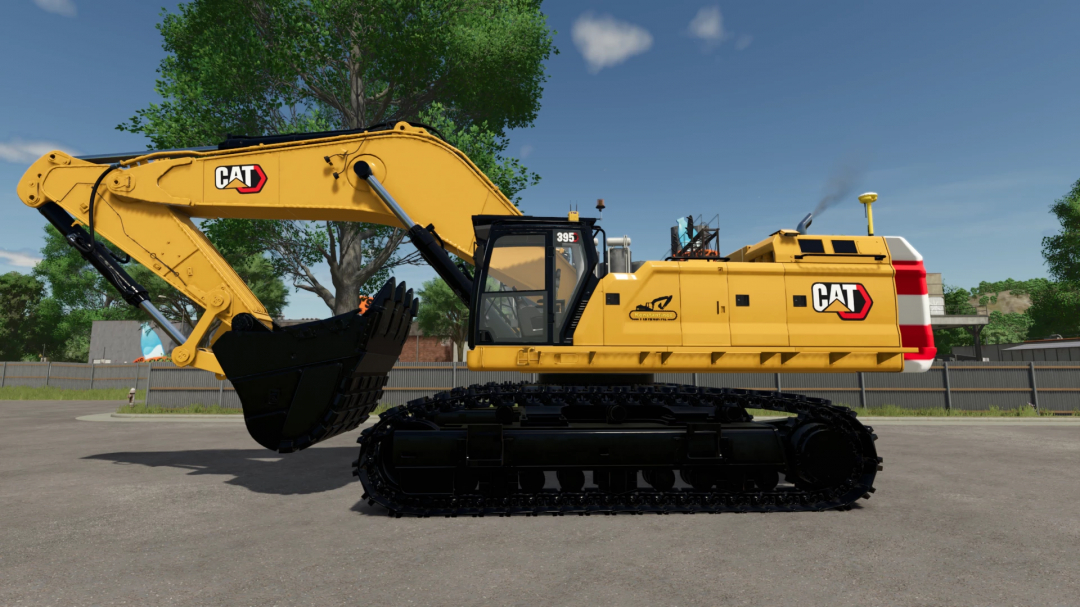 CAT 395 NG Excavator mod for Farming Simulator 25, featuring detailed design and functionality.