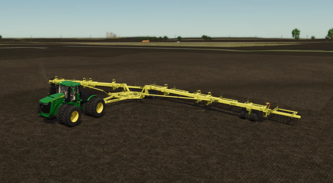 FS25 mods: Degelman Straw Master 120ft v1.0.0.0 on a field in Farming Simulator 25.