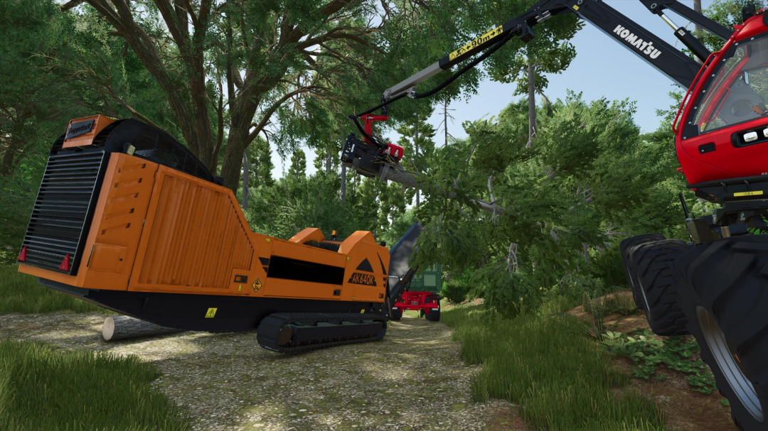 Doppstadt AK 640K mod in action in FS25, showcasing efficient wood processing.