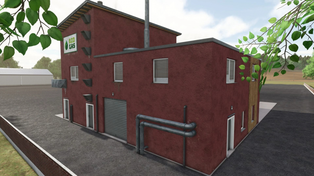 FS25 Heating Plant v3.0.0.0 mod showing a red biogas facility for Farming Simulator 25.