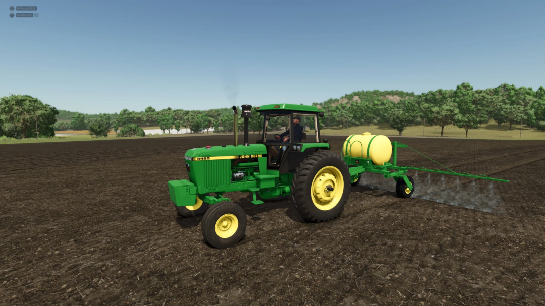 John Deere 250 Sprayer mod for FS25 showing a tractor spraying a field.